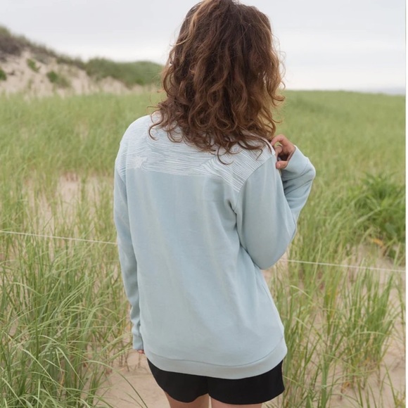 Happy Earth Sweaters - UNISEX Happy Earth Rolling Seas Blue Organic Cotton Crewneck Sweatshirt, size L